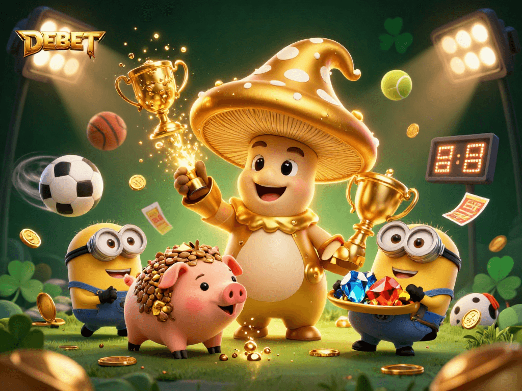 Experience the thrill of DEBET with a magical 3D casino scene full of sports elements.