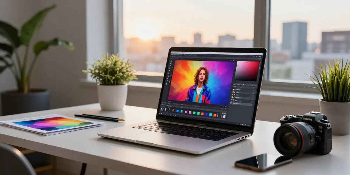 Artist utilizing nano banana pro AI editor in a creative workspace, demonstrating vibrant image editing capabilities.