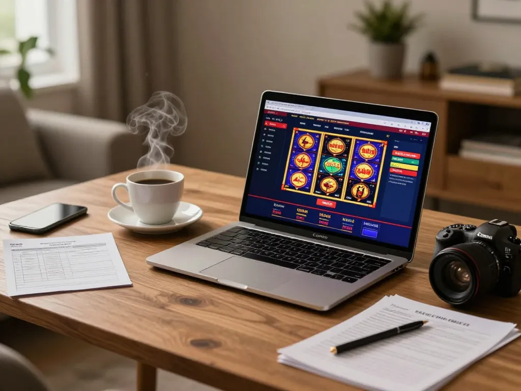 Engaging online casinos in Canada gaming setup with vibrant interface and strategic notes.