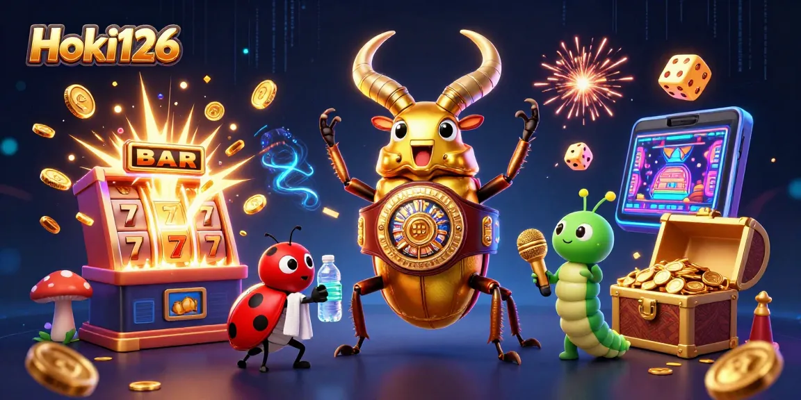Engage with Hoki126's vibrant slots scene, featuring unique characters and dynamic casino elements.