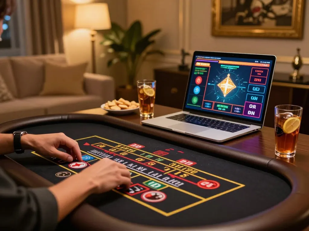 Engaging gameplay on tablet featuring u888 roulette, creating strategic betting moments in a cozy home setup.