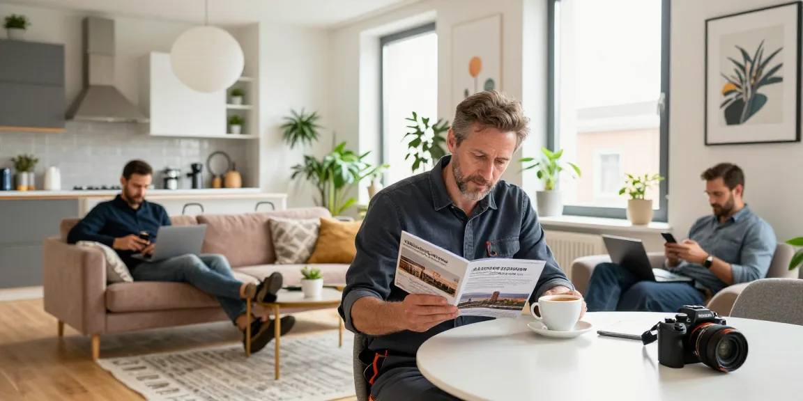 Monteurzimmer mieten Hannover: modernes Apartment mit Arbeitstisch, gemütlicher Atmosphäre und entspannenden Teammitgliedern.