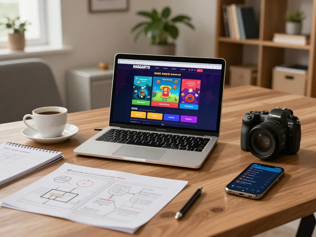 Engaging in strategic gameplay on HARGATOTO's online platform with cozy home ambiance.