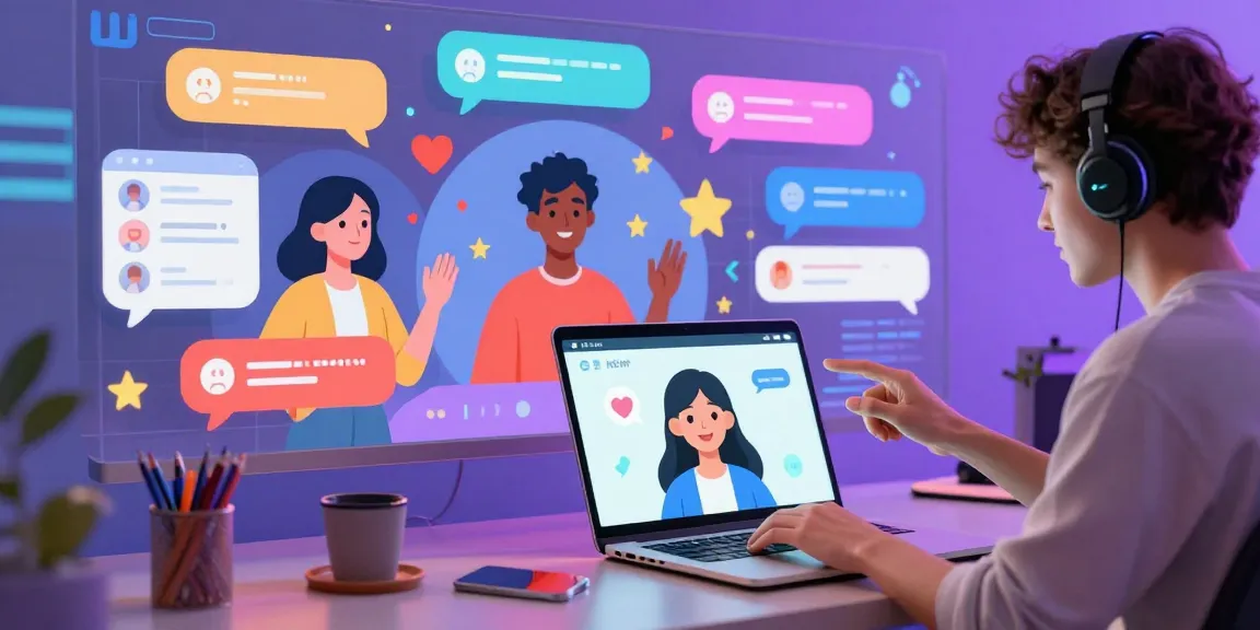 Engaging NSFW chat AI scene showcasing character customization and emotional interactions in a vibrant digital space.