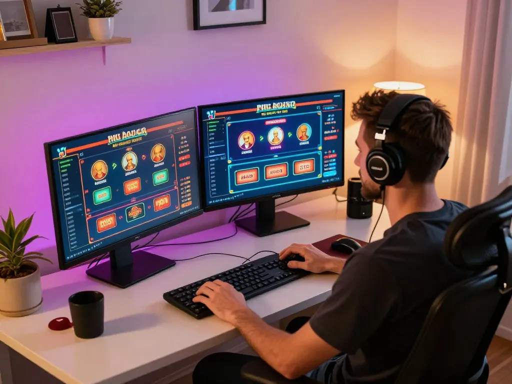 Engaging online gaming scene for 789win player in a stylish home office.