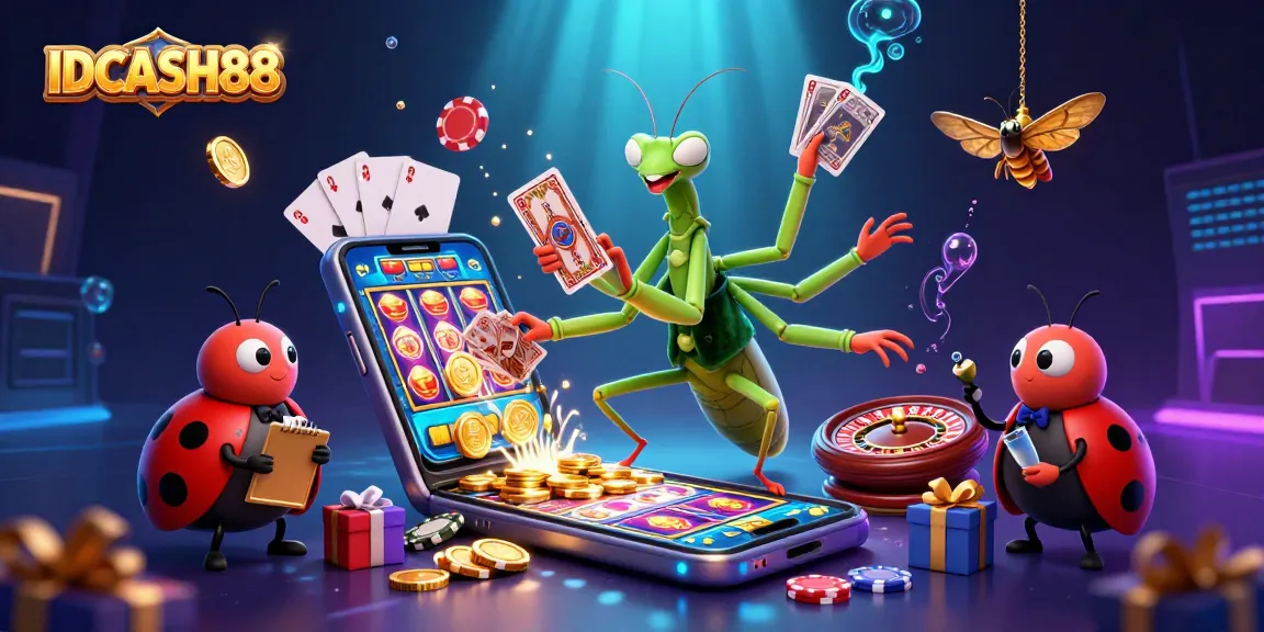 Experience excitement with IDCASH88's vibrant gaming scene featuring a card sharp and pit boss.