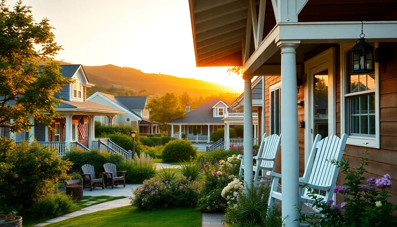 Explore cape cod homes with inviting porches and lush gardens under a golden sunset.