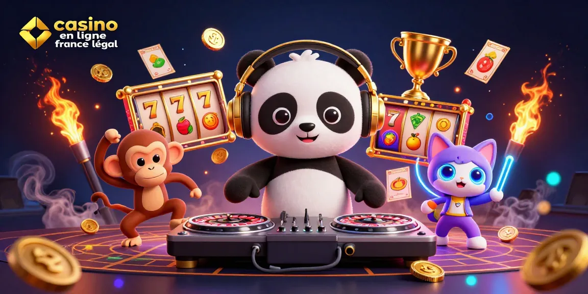Plongez dans les frissons du casino en ligne France légal avec des personnages vibrants et des éléments de jeu animés.