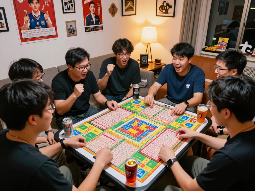 Players excitedly discussing HK Hari Ini Lotto results in a vibrant gaming setting.