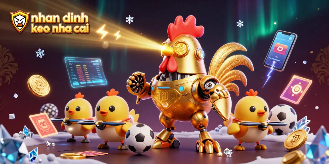 Action-packed illustration of nhan dinh keo nha cai unfolding with futuristic characters and vibrant casino elements.