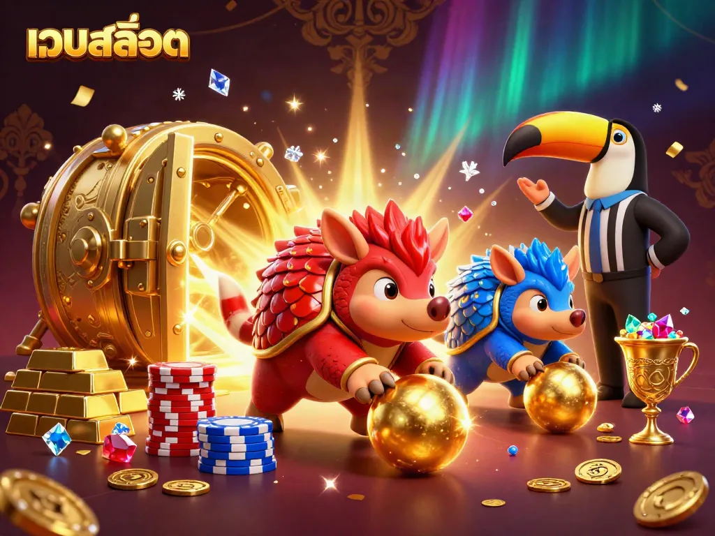 การเล่นเกมสล็อตในเว็บสล็อตพร้อมกับสองตัวละครลูกพังพอนแข่งขันในแพลตฟอร์มที่เต็มไปด้วยมูลค่าทอง