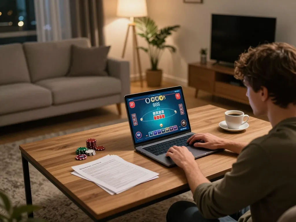 Engaging in online poker at home using rr88 for strategic gameplay.