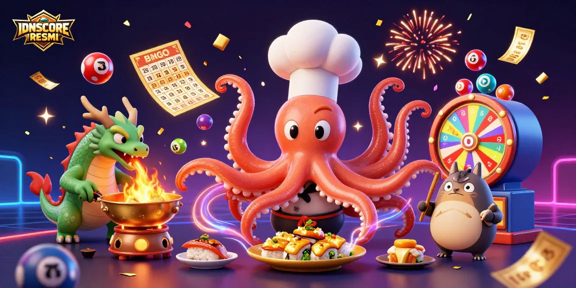IDNSCORE RESMI enhances the gaming experience with vibrant, engaging characters and dynamic lottery-themed elements.