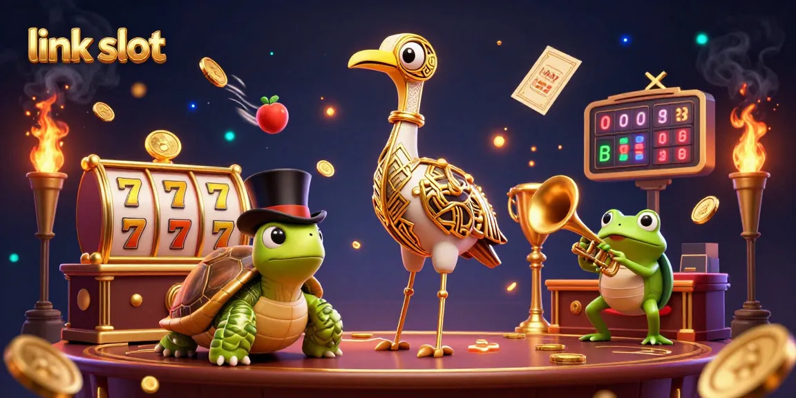Experience thrill in link slot with dynamic casino elements and charming cartoon characters.