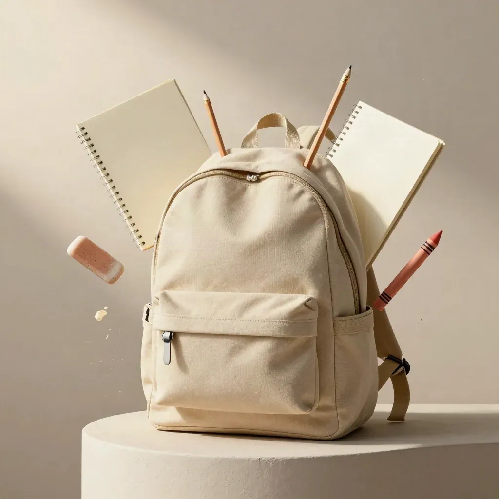 Back-to-school bundle with backpack, notebooks, pencils, crayons, erasers and pencil case