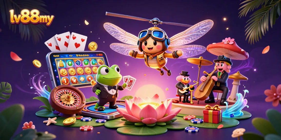 Experience the excitement at lv88my with vibrant casino gameplay illustrated in a colorful scene.