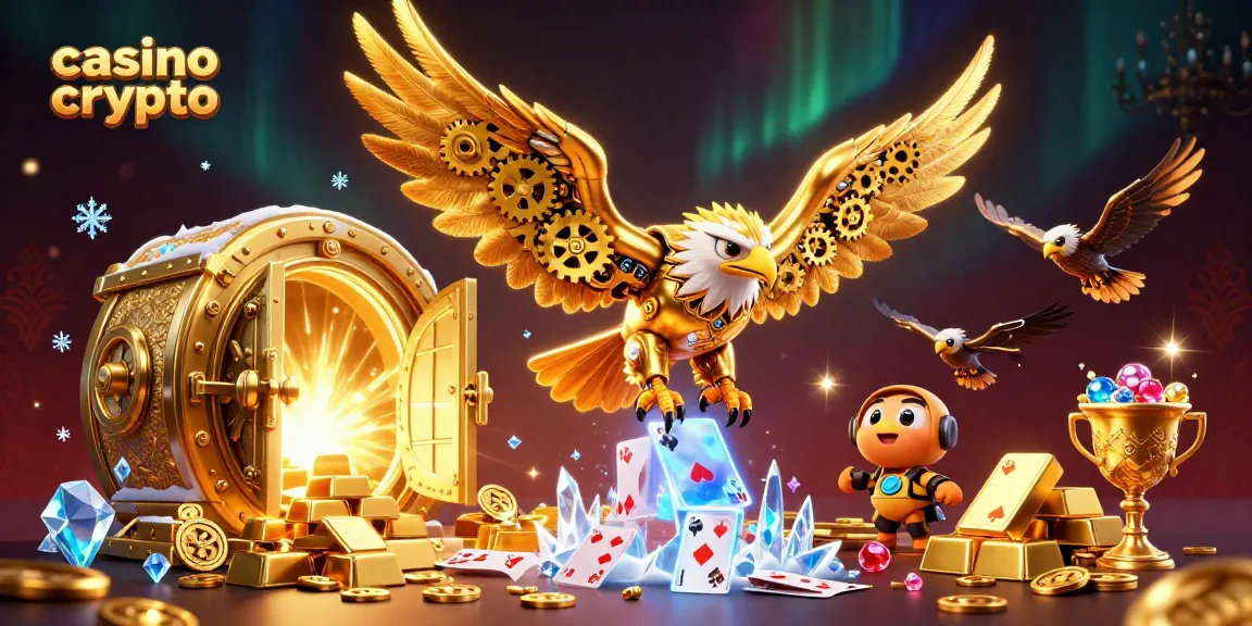 Gagnez au casino crypto avec cette illustration captivante de la richesse et des jeux en ligne.