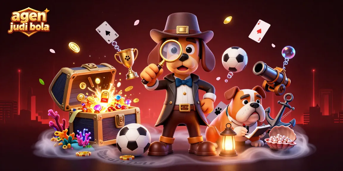 Engage in sports betting strategies with agen judi bola's thrilling 3D cartoon detective scene.