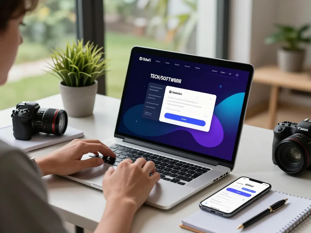 IODeFi login interface in a modern workspace highlighting seamless user experience.