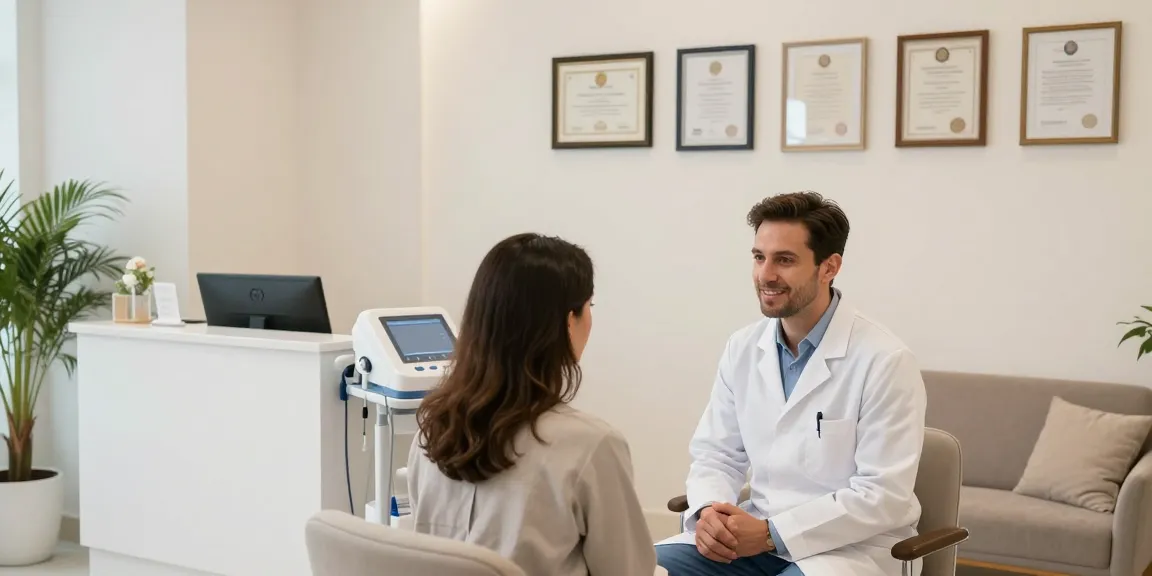 Hair transplant Turkey at a modern health clinic, showcasing patient care during a doctor consultation.