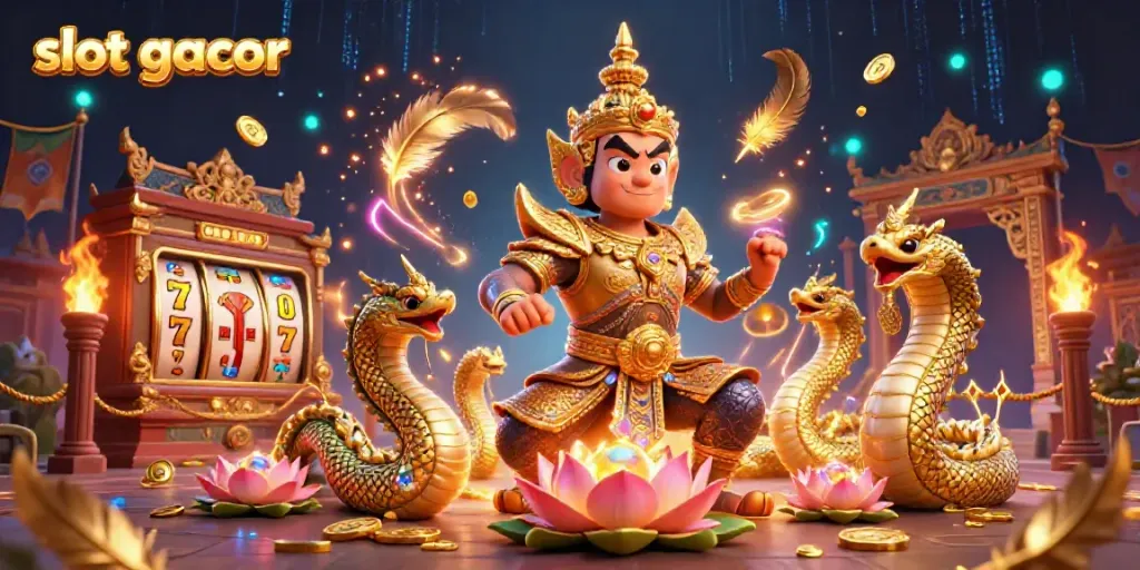 Engaging 3D illustration showcasing slot gacor themes with vibrant gaming elements and characters.