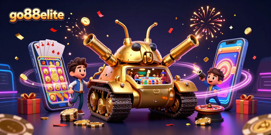 Engage with the go88elite miniature casino inside a golden beetle tank showcasing fun gaming action.