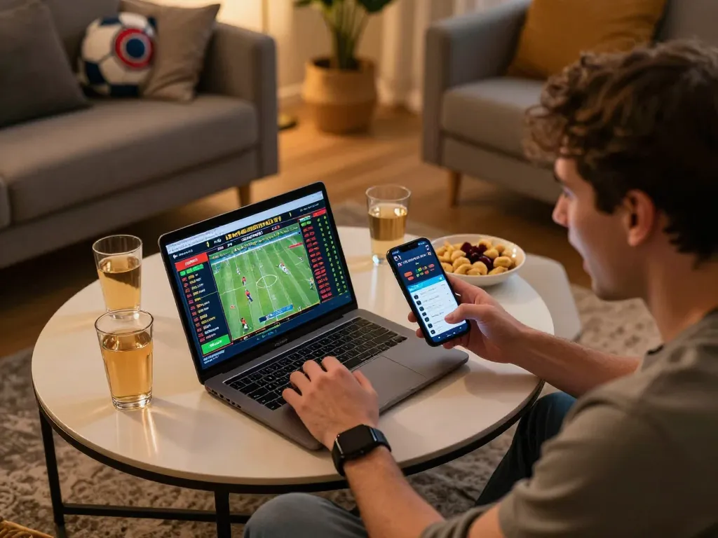 lu88 sports betting excitement with individual analyzing live odds on devices