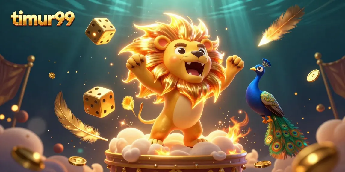 Experience thrilling wins with timur99 in this vibrant 3D casino scene featuring dynamic characters and vibrant gold elements.