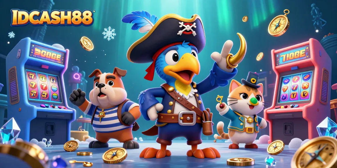 Experience thrilling gaming with IDCASH88's vibrant 3D casino scene filled with engaging characters and slot elements.
