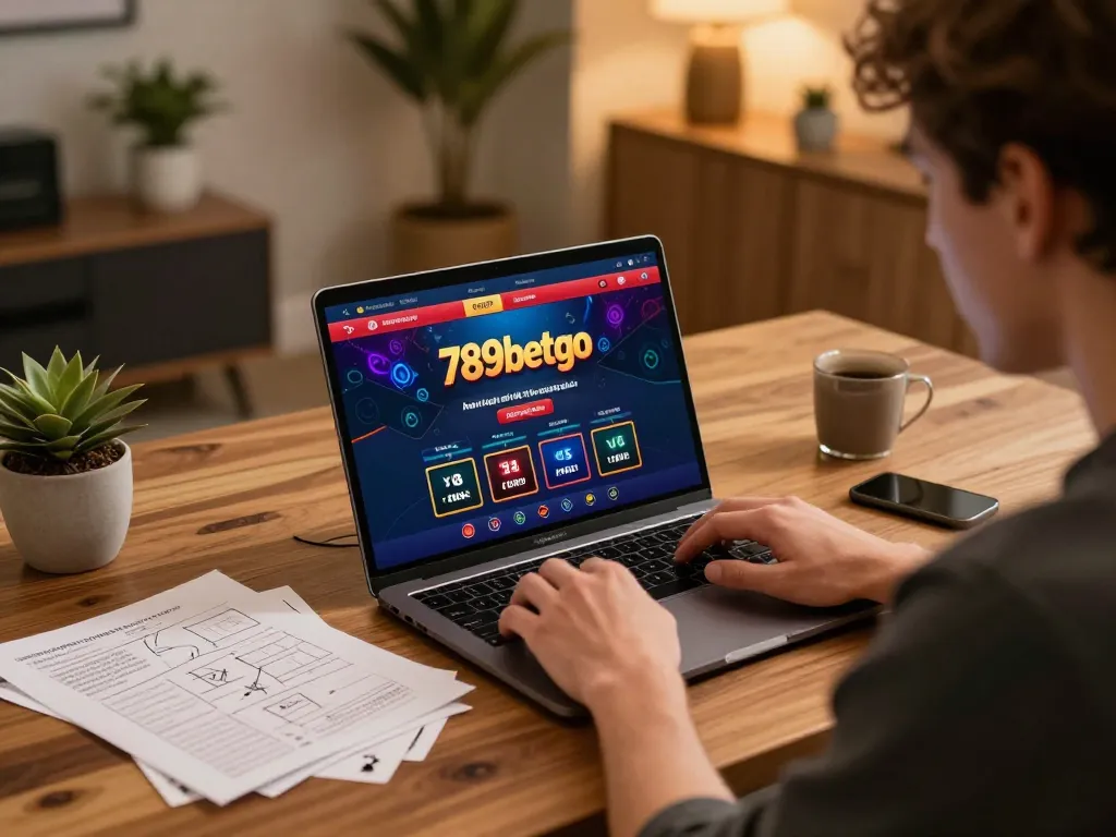 Player engaged in online casino gaming on 789betgo with strategic notes in view