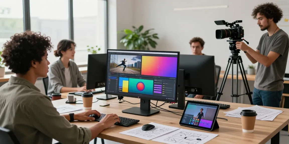Content creators using seedance ai to produce dynamic video projects in a modern workspace.