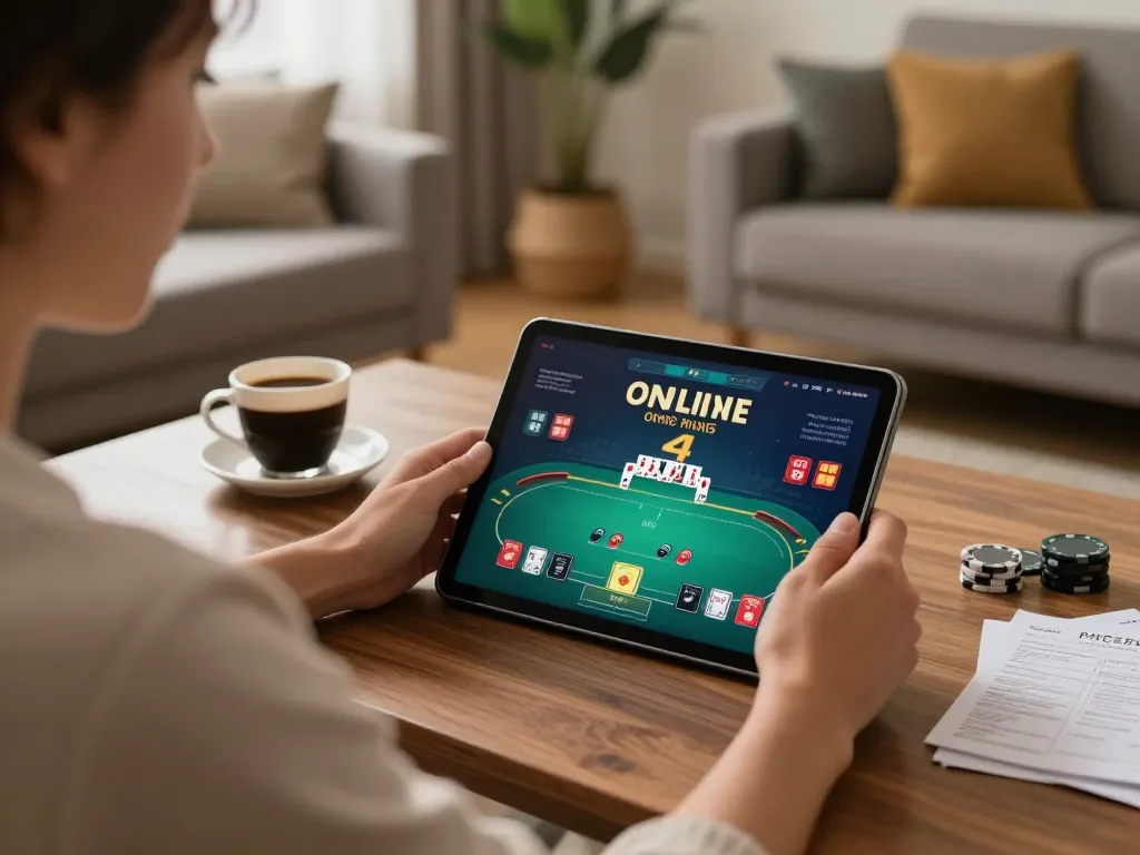 Player engaging in online casino poker gaming at SC88 from a comfortable home setting.