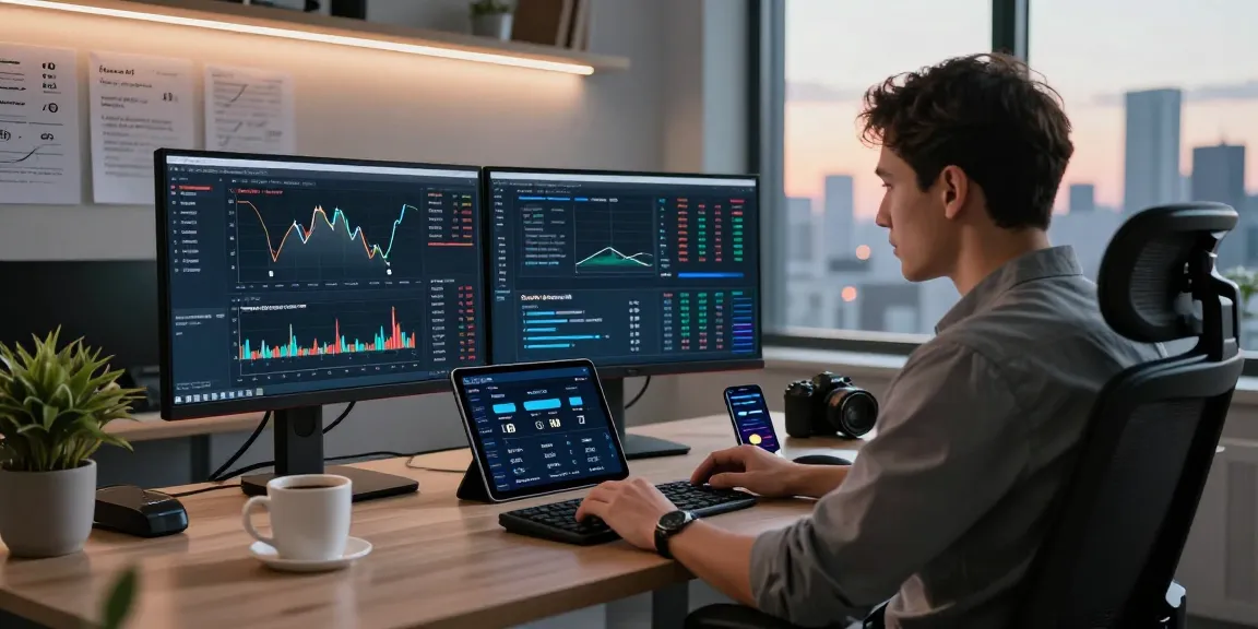 Cricbet cryptocurrency trading workspace showcasing live trading screens, digital wallet app, and DeFi opportunities in a modern office.