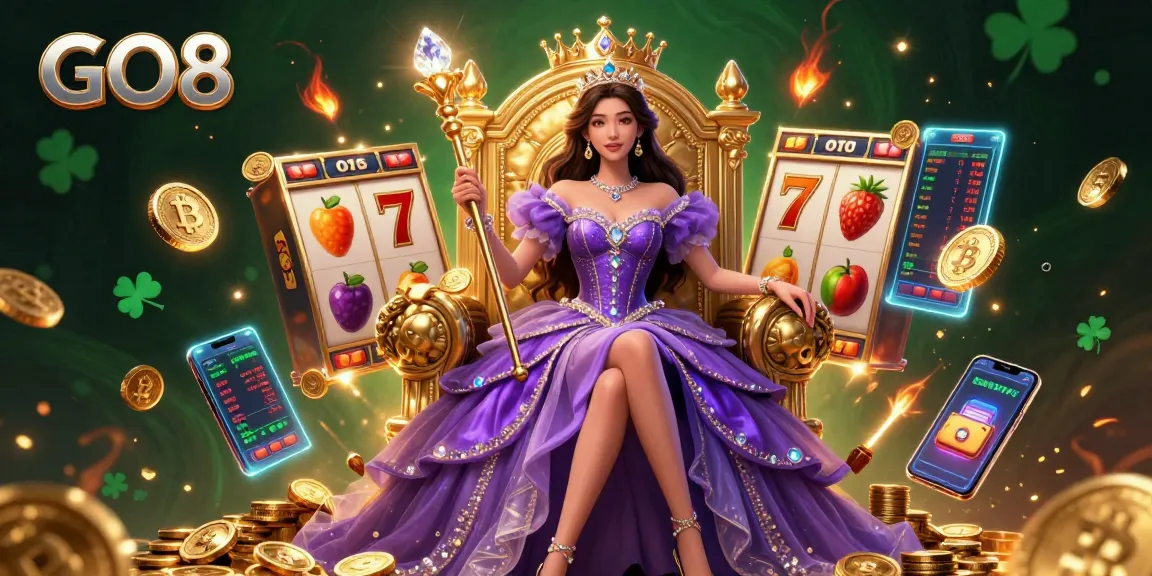 Experience the excitement of GO8's slot games with vibrant visuals and jackpot elements.