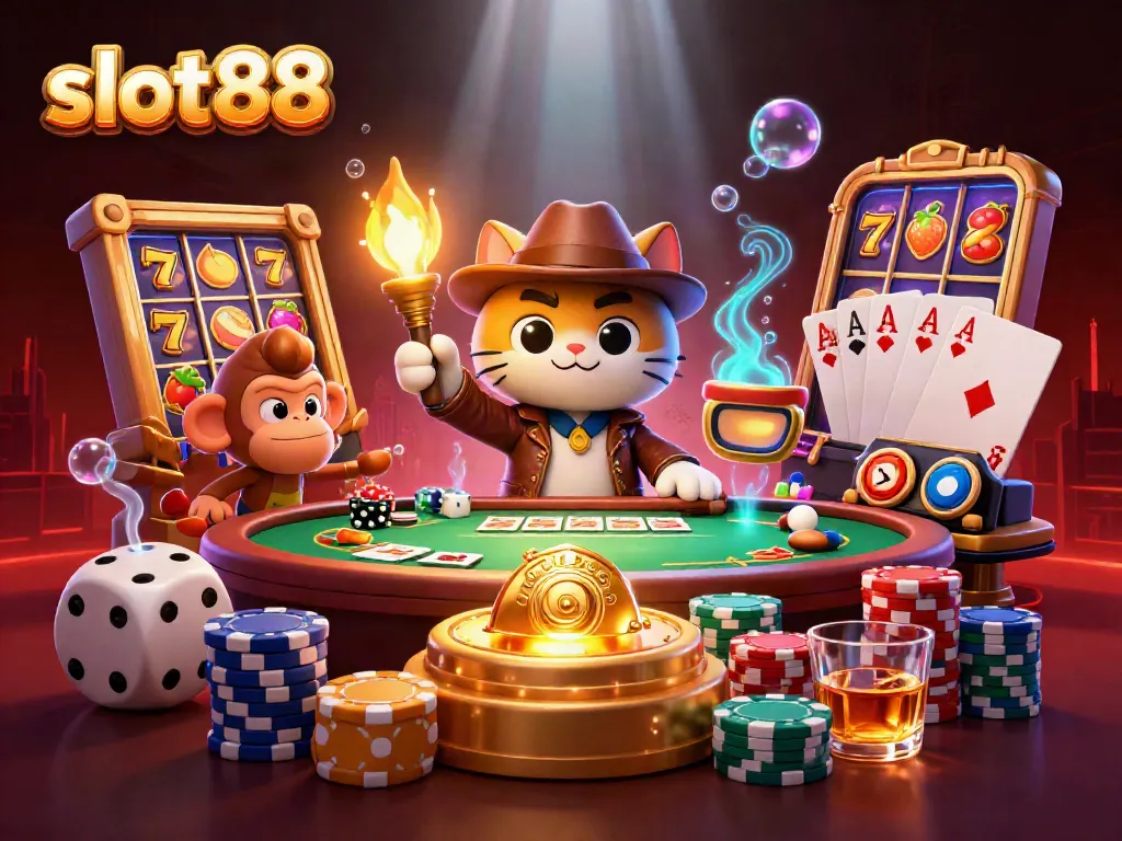 Engage with slot88 as the cat explorer and monkey discover a golden casino artifact.
