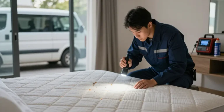 Professional bed bug removal process showcasing discreet inspection methods in a residential environment