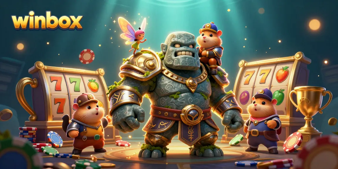 Experience the excitement of winbox through immersive casino-themed magic with vibrant characters and slots.