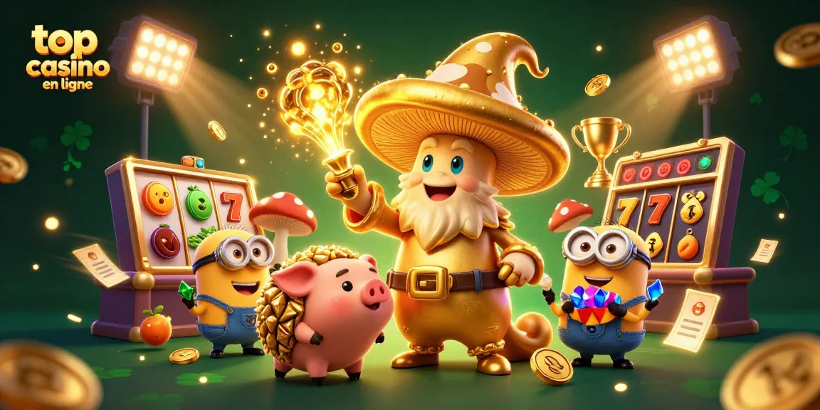 Jouer sur le meilleur casino en ligne avec des personnages de champignons dorés et des éléments de machines à sous