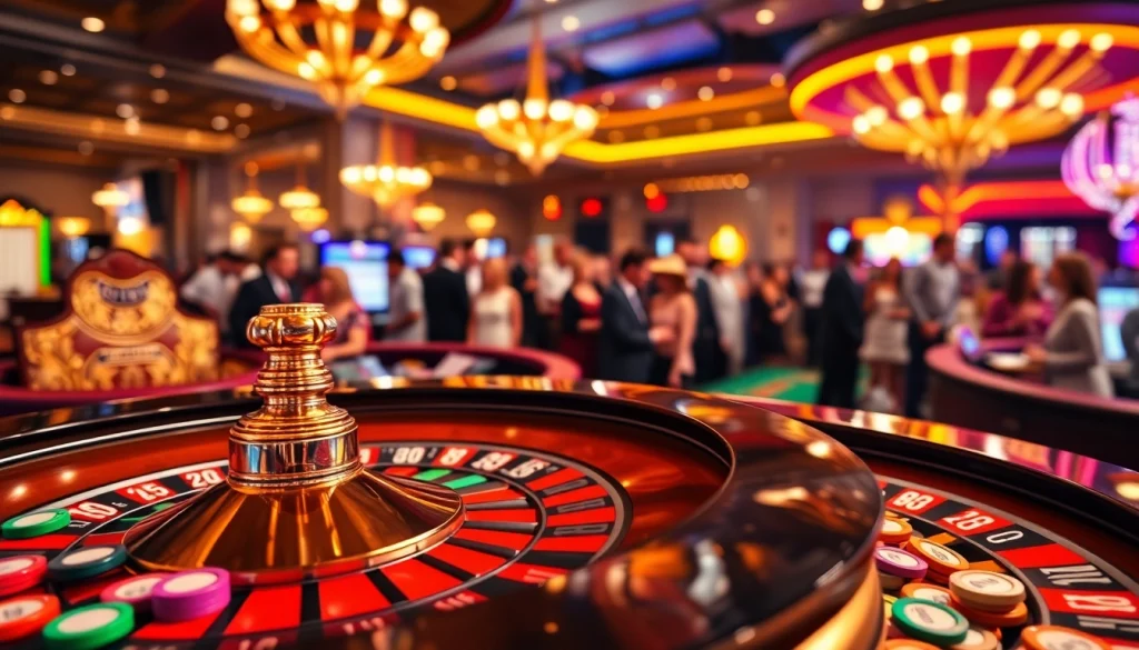 Permainan TOTO yang mendebarkan di meja roulette kasino dengan chip warna-warni.