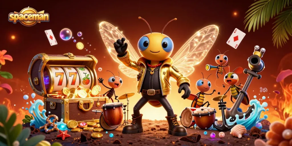 Spin to win with the spaceman in this vibrant slot game illustration!