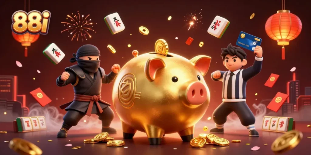 Experience the excitement of 88i gaming with dynamic characters and vibrant casino elements.