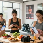Group in gym using the best macro tracker app for meal logging and coaching.